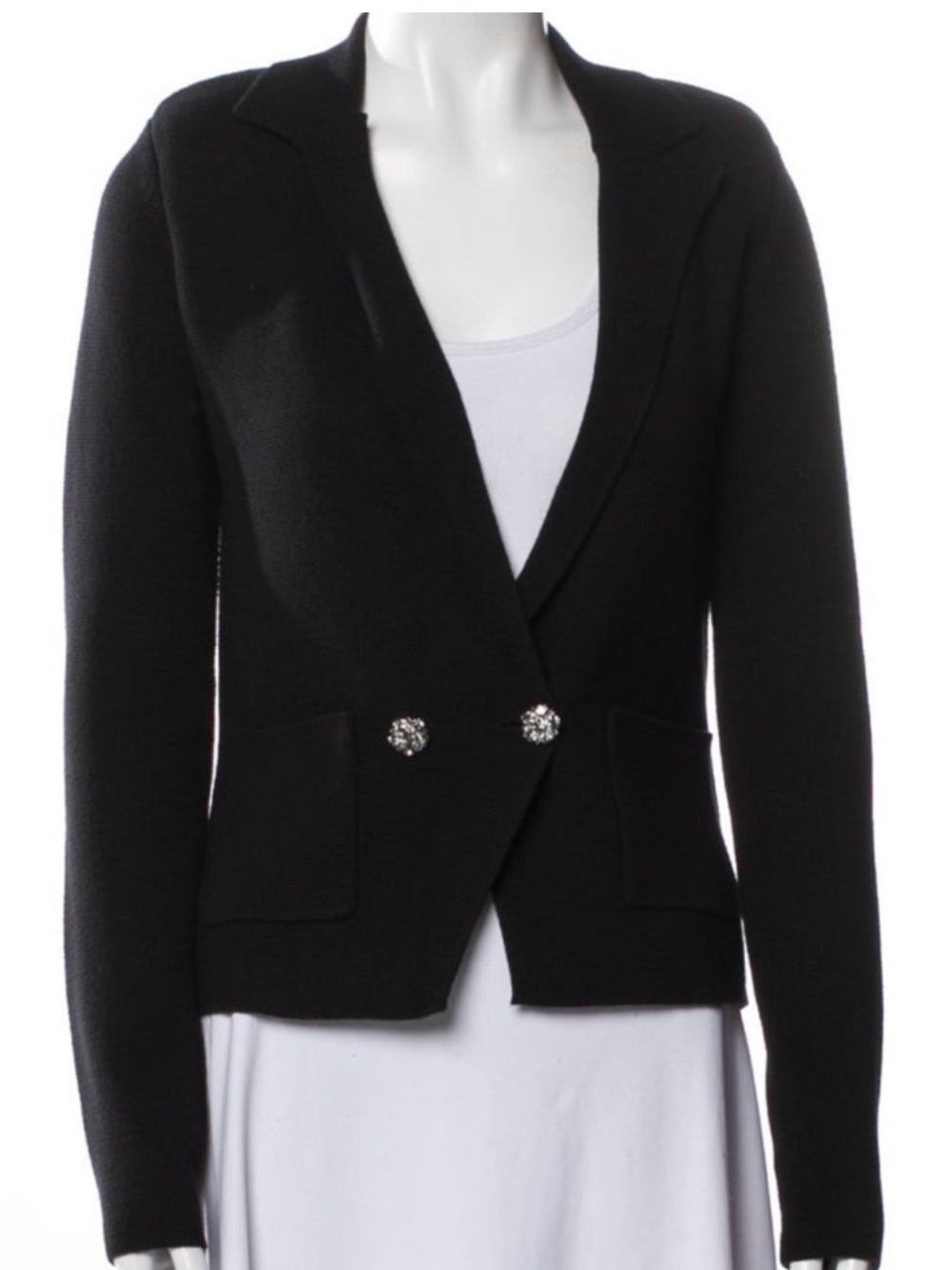 L'Agence Sofia Black Knit Blazer with Crystal Buttons NWT - Picture 10 of 13